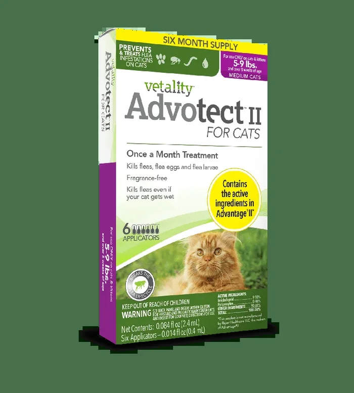 Vetality Advotect II Monthly Topical Flea and Tick Treatment for Medium Cats
