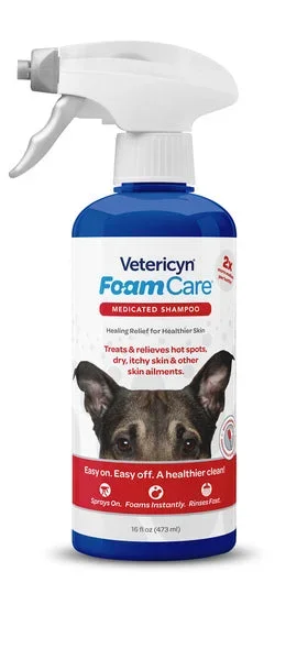 Vetericyn FoamCare Medicated Shampoo for Pets, 16-oz spray
