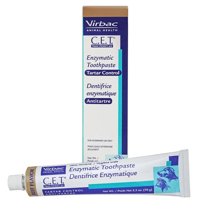Virbac C.E.T. Enzymatic Tartar Control Pet Toothpaste for Dogs and Cats – Beef Flavor