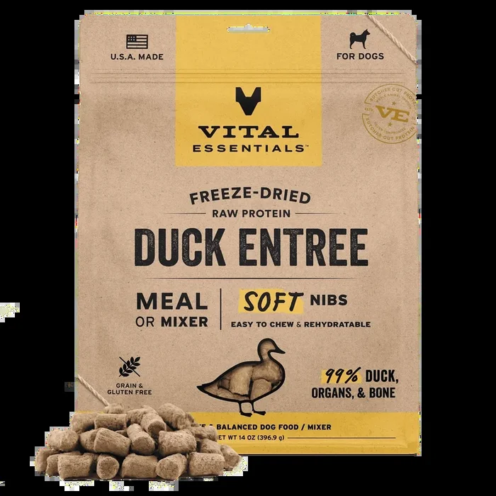 Vital Essentials Duck Entree Soft Nibs Freeze-Dried Raw Dog Food