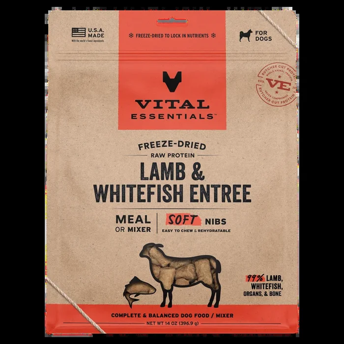 Vital Essentials Freeze Dried Lamb & Whitefish Soft Nibs Dog Food