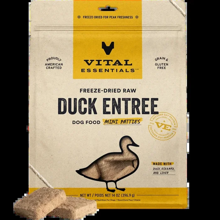 Vital Essentials Freeze-Dried Raw Duck Entree Mini Patties For Dogs