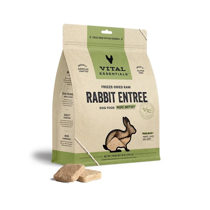 Vital Essentials Freeze-Dried Raw Rabbit Entree Mini Patties Dog Food