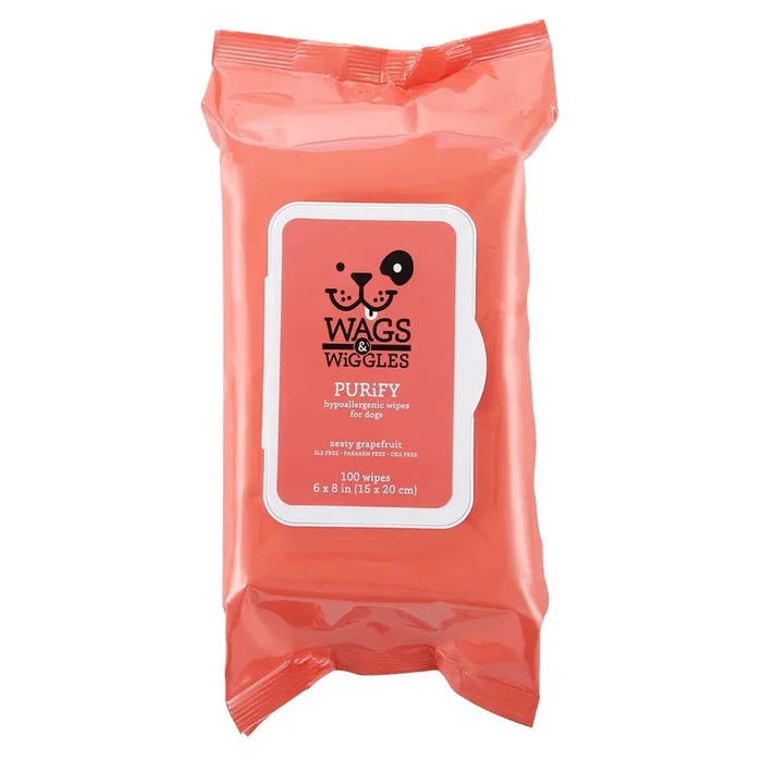 Wags & Wiggles Purify Hypoallergenic Wipes – Zesty Grapefruit