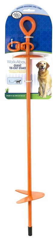 Walk-About Dog Tie Out Stake, Orange, 28″
