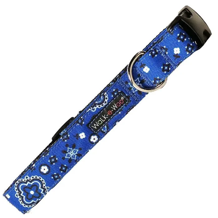 WaLk-e-Woo Bandana Dog Collar – Blue