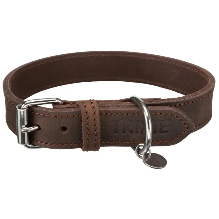 Waxed and distressed leather dog collar Trixie [Size M]