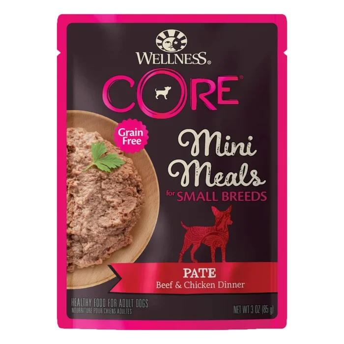 Wellness CORE Natural Grain Free Mini Meals Small Breed Pate Dog Food – Beef & Chicken