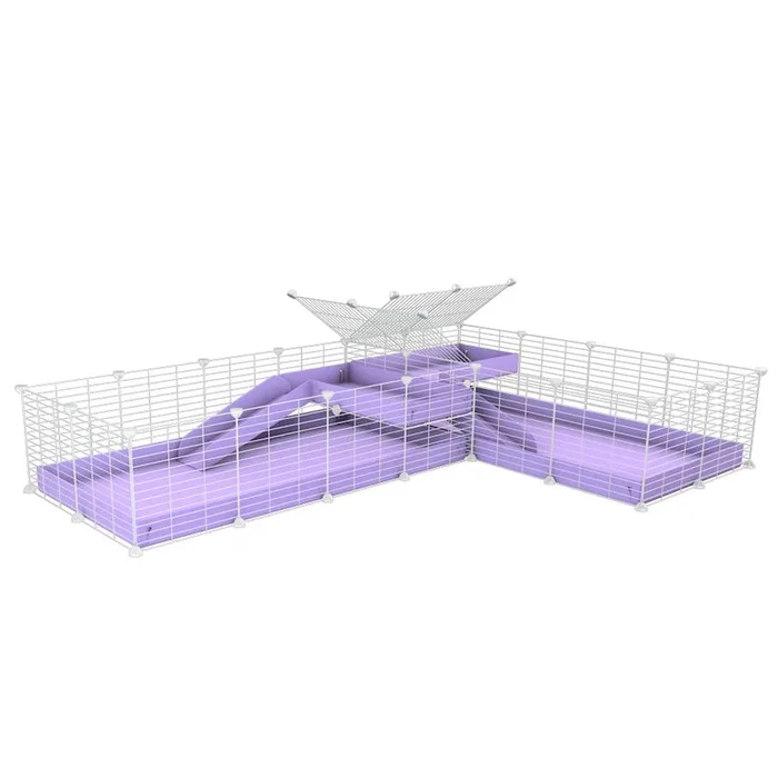 White L-Shape 8×2 C&C Cage with Divider & Loft