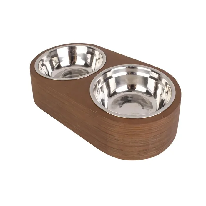 Wooden pet bowl set Present Time Dinner Time [Size 15.6×8.1 cm]
