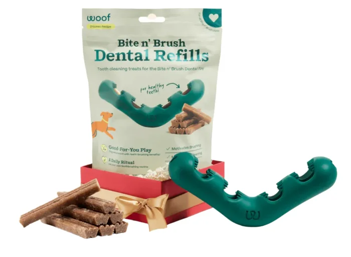 Woof Bite ‘n Brush Toothbrushing Enrichment Toy for Dogs, Large