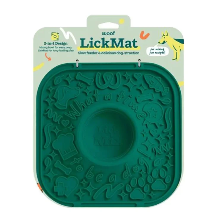 Woof Popsicle Lickmat (with mixing bowl!), Green