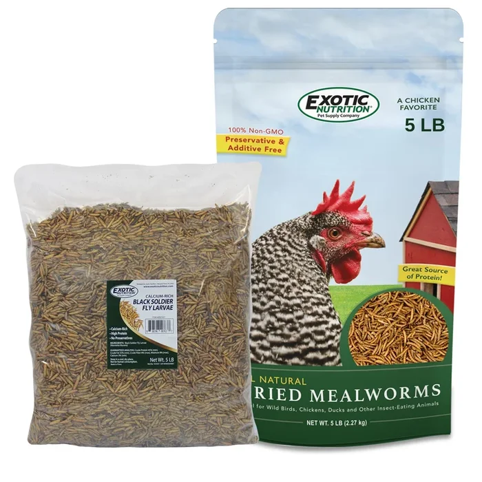 Worm Combo Pack / 5 lb. Mealworms & 5 lb. Black Soldier Fly Larvae