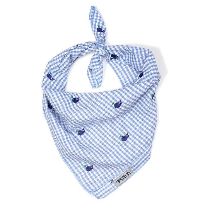 Worthy Dog Gingham Whales Dog Bandana