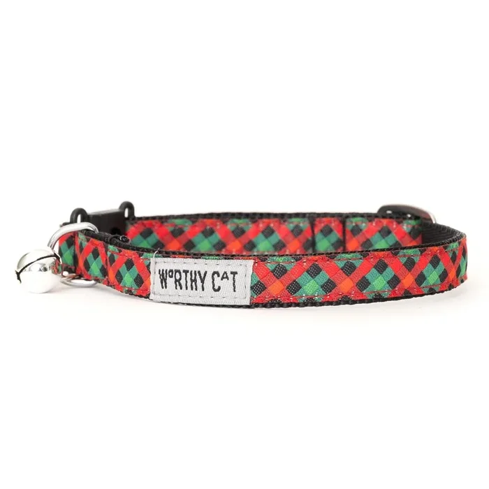 Worthy Dog Holiday Check Cat Collar