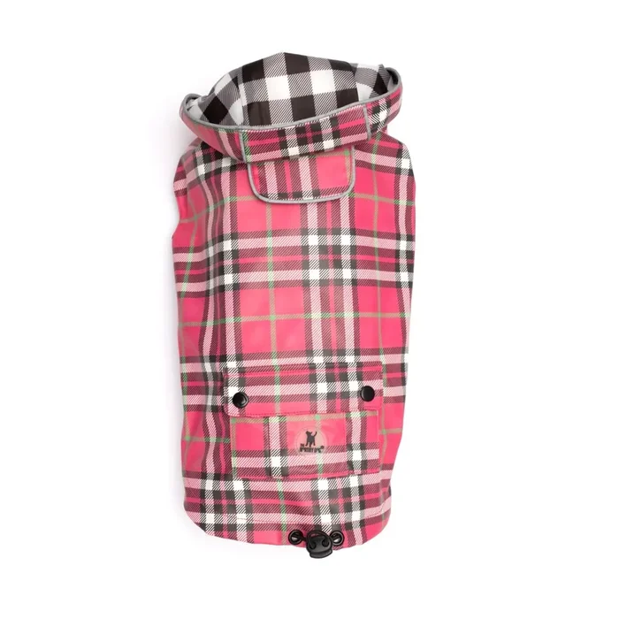 Worthy Dog London Dog Raincoat – Pink Plaid/Checkered