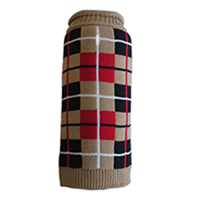 Worthy Dog Oxford Plaid Dog Sweater – Tan