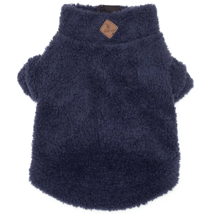 Worthy Dog Solid Fleece Quarter Zip Dog Pullover – Navy