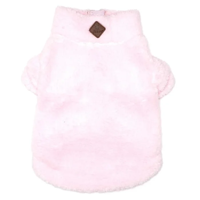 Worthy Dog Solid Fleece Quarter Zip Dog Pullover – Pink