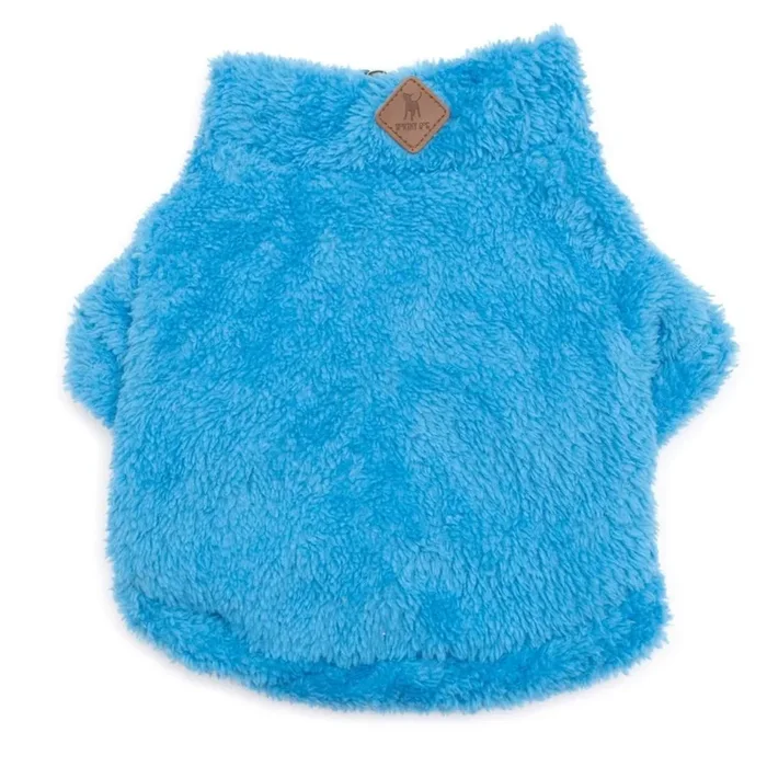 Worthy Dog Solid Fleece Quarter Zip Dog Pullover – Turquoise