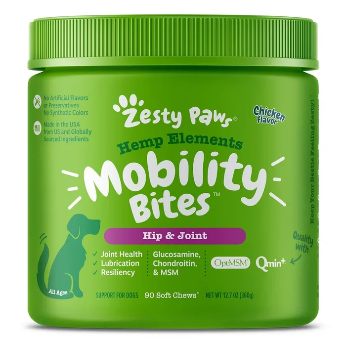 Zesty Paws Hemp Elements Mobility Bites Dog Supplement – Chicken Flavor