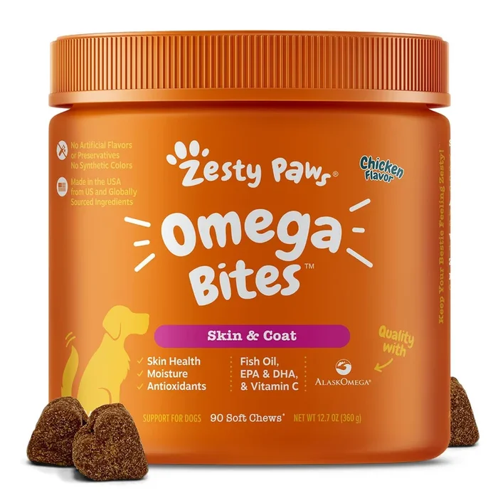 Zesty Paws Omega Bites Skin & Coat Dog Supplement – Chicken