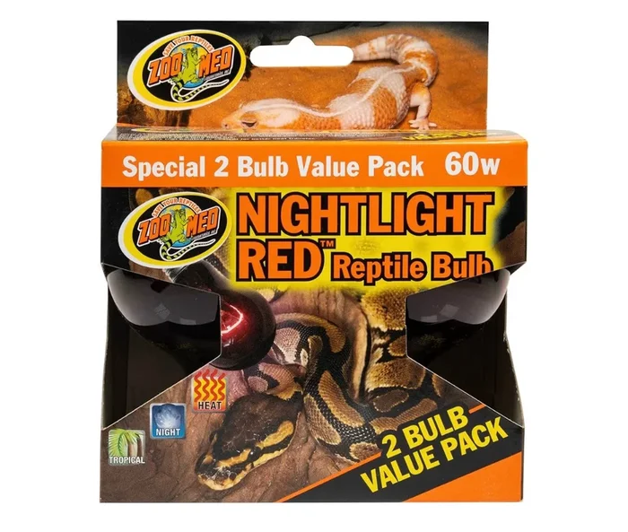 Zoo Med Nightlight Reptile Bulb, 60-watt, Red 2 pack