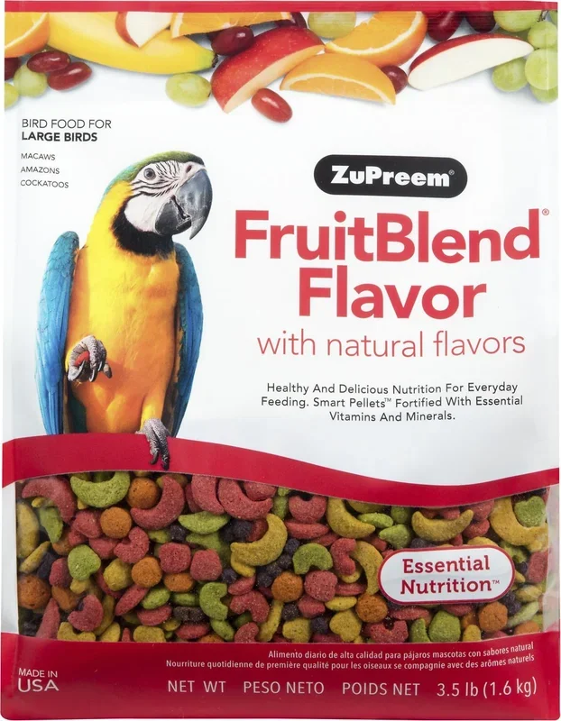 ZuPreem FruitBlend with Natural Fruit Flavors Large Bird Food, Macaws, Amazons, Cockatoos